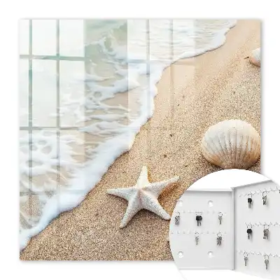 Decorative key box A paradise beach with sea waves