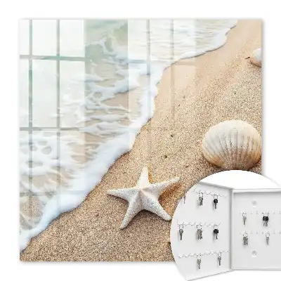 Decorative key box A paradise beach with sea waves