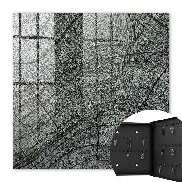 Key box for home Tree rings in shades of gray