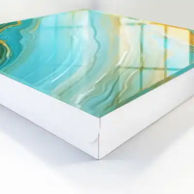 Wall mounted key box Colorful waves with yellow accents