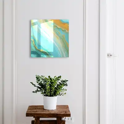 Wall mounted key box Colorful waves with yellow accents