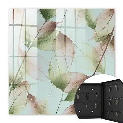 Wall mounted key cabinet Leaves of nature green brown
