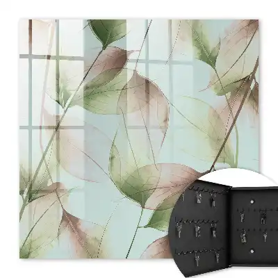 Wall mounted key cabinet Leaves of nature green brown