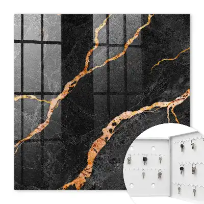 Wall mounted key box A black and orange stone full of elegance