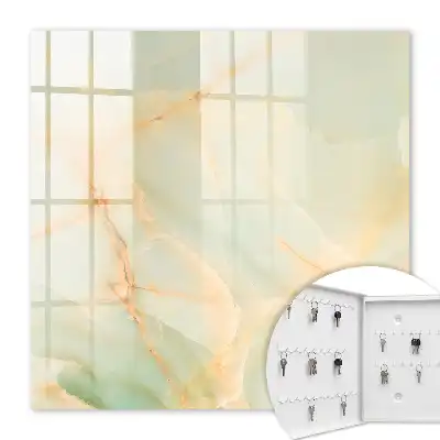 Wall Mounted Key Box with Pastel Pattern and Delicate Lines