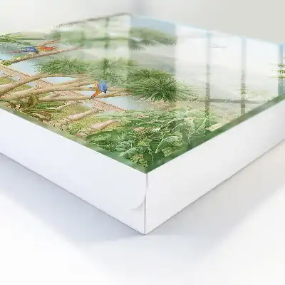Key box for home A tropical paradise with palm trees and parrots