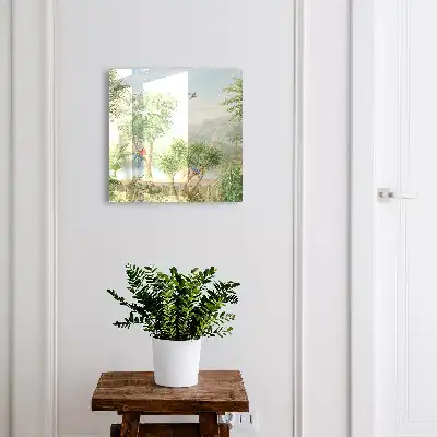 Key box for home A tropical paradise with palm trees and parrots