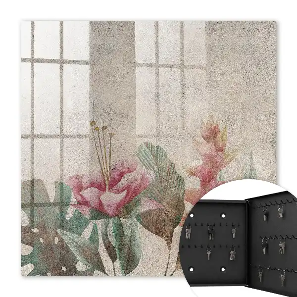 Key cabinet Botanical elegance with a textured background