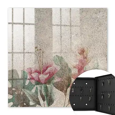 Key cabinet Botanical elegance with a textured background