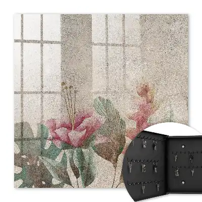 Key cabinet Botanical elegance with a textured background