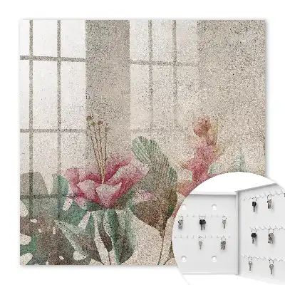 Key cabinet Botanical elegance with a textured background