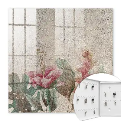 Key cabinet Botanical elegance with a textured background