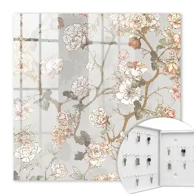 Key box for home Flower branches in the light background