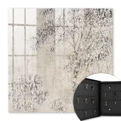Wall mounted key cabinet Forest etherealness in delicate shades