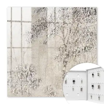 Wall mounted key cabinet Forest etherealness in delicate shades