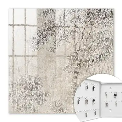 Wall mounted key cabinet Forest etherealness in delicate shades