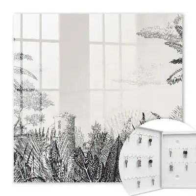 Key cabinet Tropical landscape with a tower in the background