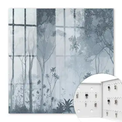 Wall mounted key box Misty forest in the haze of harmony