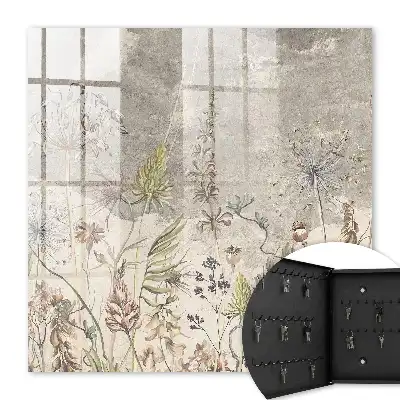 Key box for home Vintage plants in a gray background