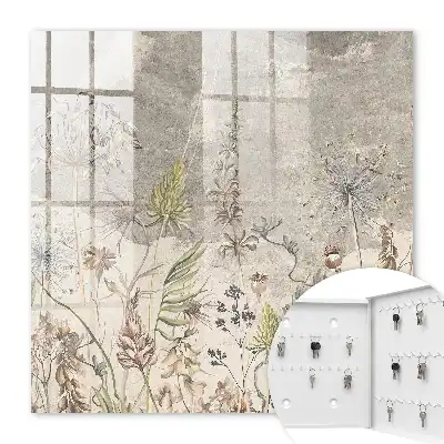 Key box for home Vintage plants in a gray background
