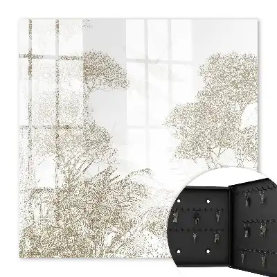 Wall mounted key cabinet Tropical pattern in natural shades