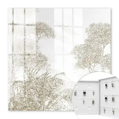 Wall mounted key cabinet Tropical pattern in natural shades
