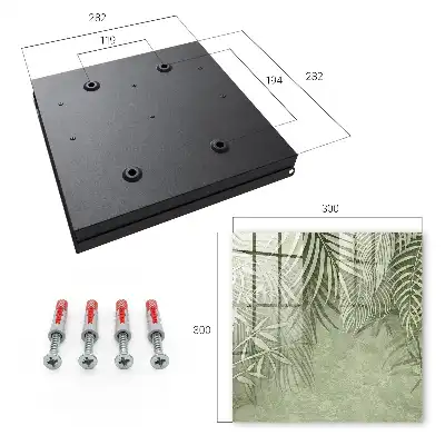 Wall mounted key cabinet with a subtle tropical background pattern