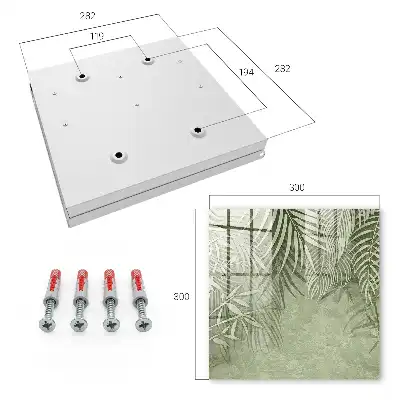 Wall mounted key cabinet with a subtle tropical background pattern