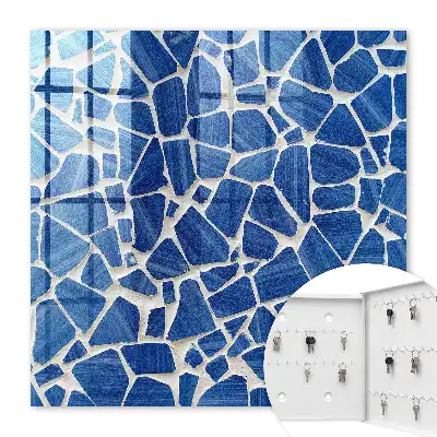 Decorative key box Blue mosaic with a light background