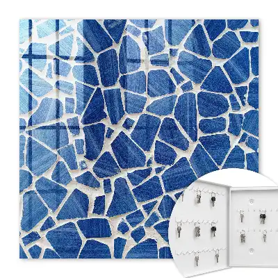 Decorative key box Blue mosaic with a light background