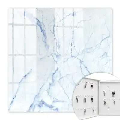 Wall mounted key cabinet Marbled pattern in shades of blue