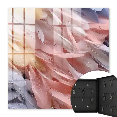 Wall mounted key box Pastel feathers of lightness and harmony