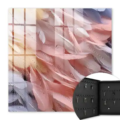 Wall mounted key box Pastel feathers of lightness and harmony