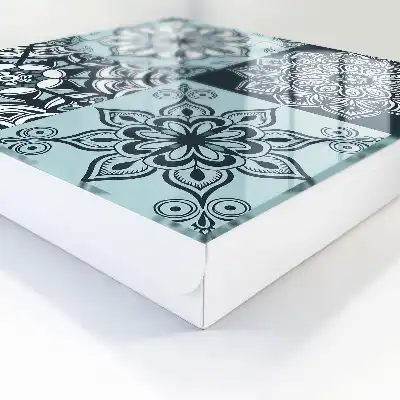 Wall mounted key cabinet Geometric patterns in cool tones
