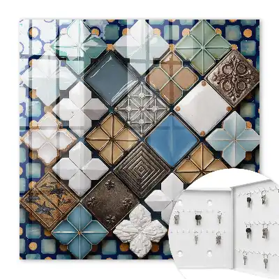 Wall mounted key box Tile patterns artistic composition