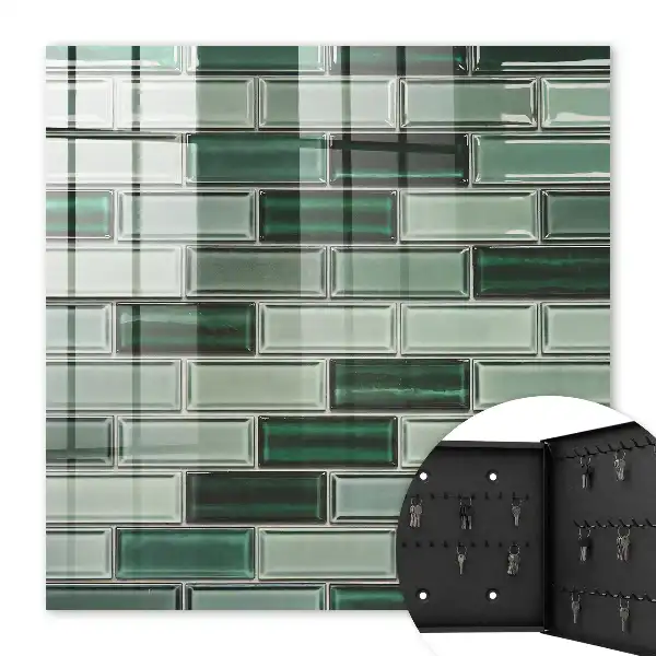 Wall mounted key cabinet Green wall with a modern design