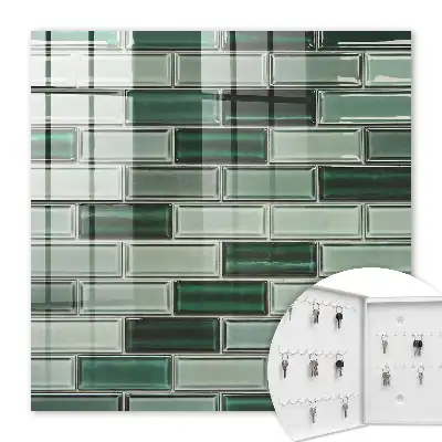 Wall mounted key cabinet Green wall with a modern design