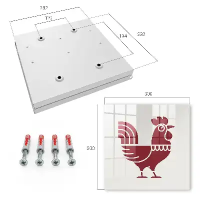 Wall mounted key cabinet Rooster folk style motif