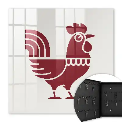 Wall mounted key cabinet Rooster folk style motif