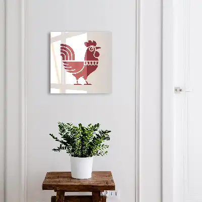 Wall mounted key cabinet Rooster folk style motif