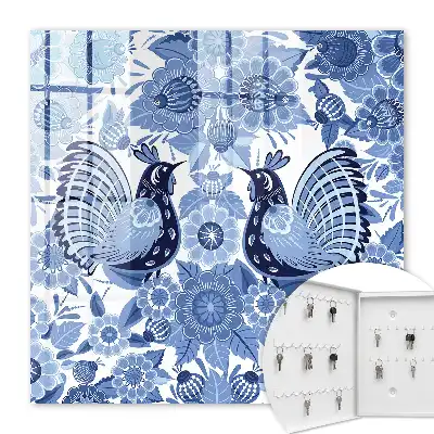 Folk Birds Decorative Key Box