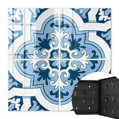 Decorative key box Blue tiles in shades