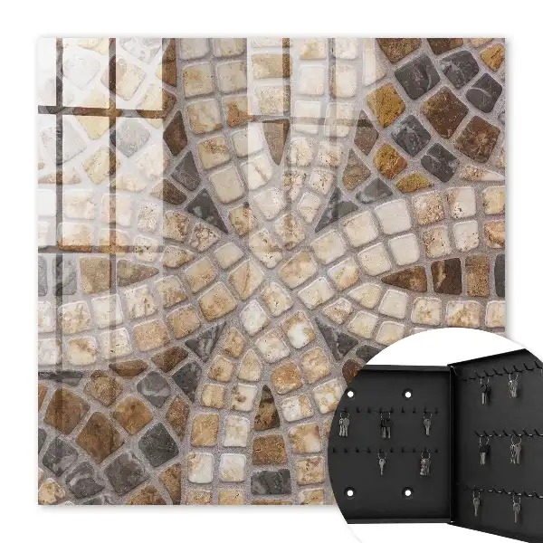 Wall mounted key cabinet Stylish beige and gray mosaic