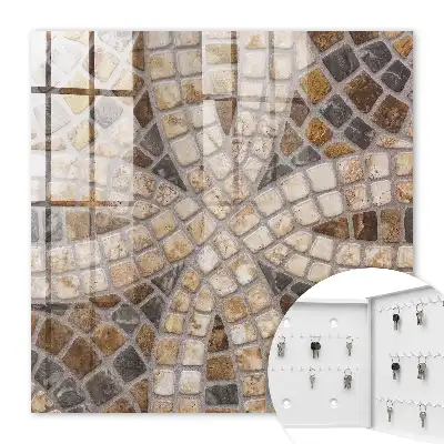Wall mounted key cabinet Stylish beige and gray mosaic