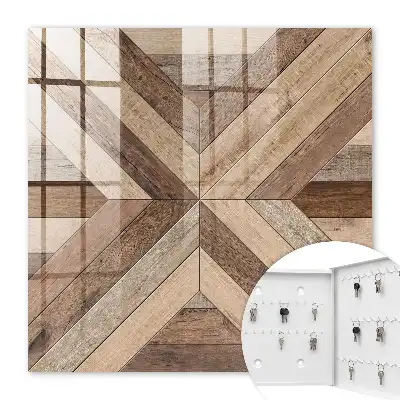 Wall mounted key box Wooden geometry panels nature
