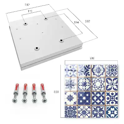 Key box for home Retro mosaic in blue and white tones