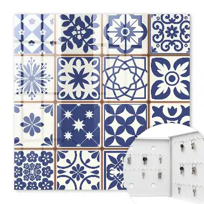 Key box for home Retro mosaic in blue and white tones