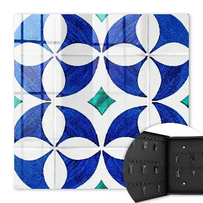 Key cabinet Geometric motif in blue-green tones