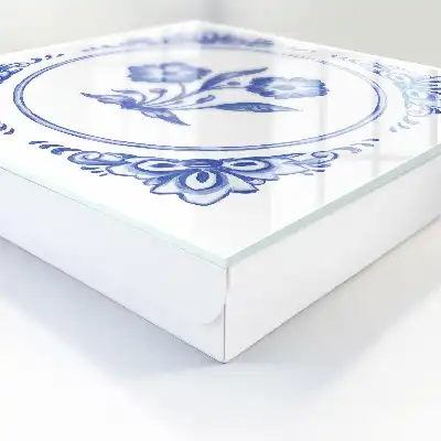 Wall mounted key box with blue flowers