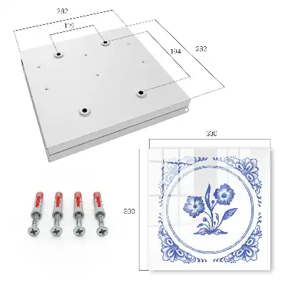 Wall mounted key box Blue flowers in shades